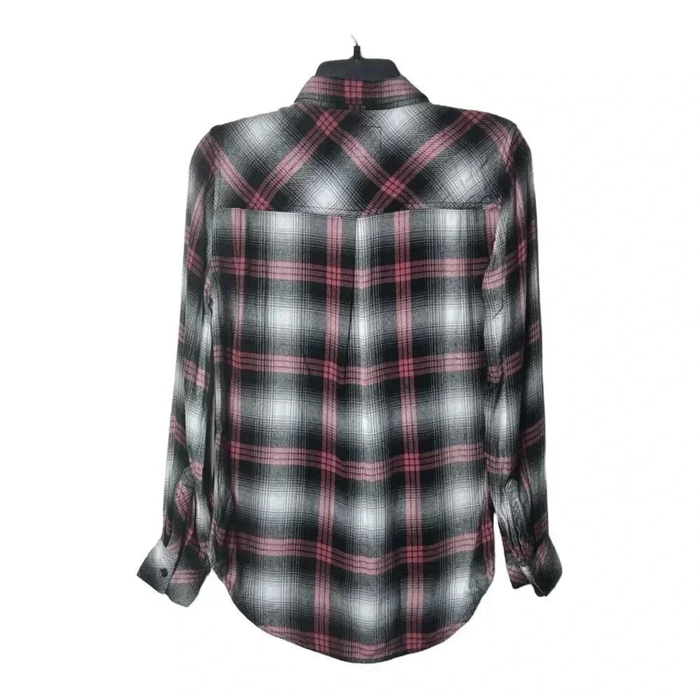 1498. RAILS HUNTER LONG SLEEVE‎ BUTTON UP TOP SIZE XSMALL PINK/BROWN/WHITE - Picture 8 of 11